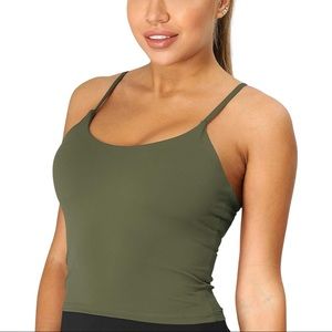 icyzone Women's Workout Tank Tops with Built in Bra - Longline Sports Bra